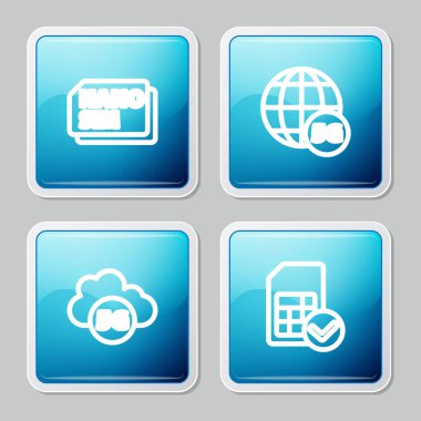 Sıra Nano Sim Card, 5G ağı, Bulut ve Kart simgesi. Vektör