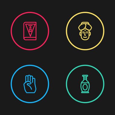 Kızılderili sembolü el, vazo, insan ve anayasa günü ikonu. Vektör