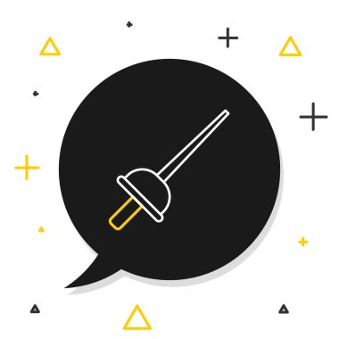 Beyaz arkaplanda çizgi eskrim simgesi izole edildi. Spor malzemeleri. Renkli taslak konsepti. Vektör