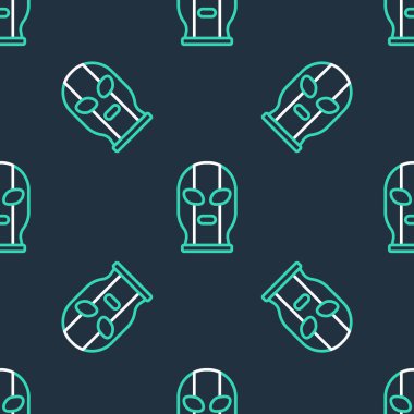 Çizgili Meksikalı güreşçi ikonu siyah arka planda kusursuz desen izole etti. Vektör