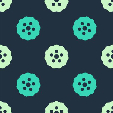 Yeşil ve bej renkli ikon mavi arkaplanda kusursuz desen izole etti. Çarklı teçhizat ayarları. İşçi sembolü. Vektör