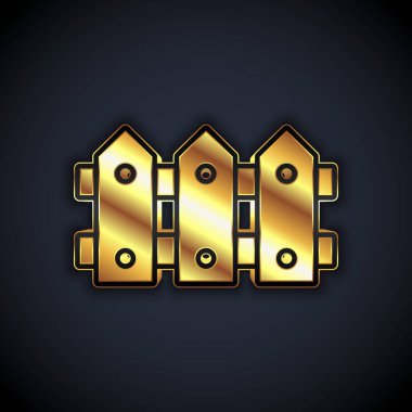 Altın Bahçe çiti ahşap ikonu siyah arka planda izole edilmiş. Vektör