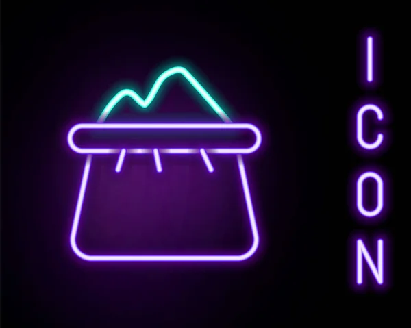 Leuchtende Neon Linie Tasche Aus Mehl Symbol Isoliert Auf Schwarzem — Stockvektor