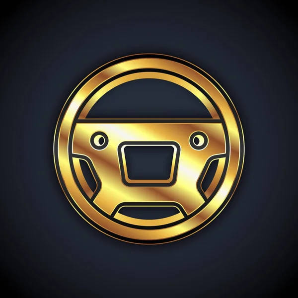 Gold Steering Wheel Icon Isolated Black Background Car Wheel Icon — Stock Vector