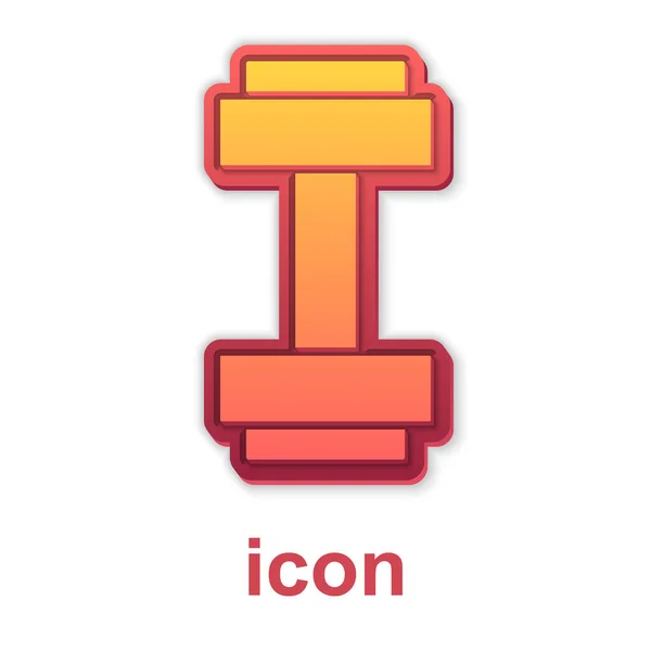 Gold Dumbbell Icon Isolated White Background Muscle Lifting Icon Fitness — Stock Vector