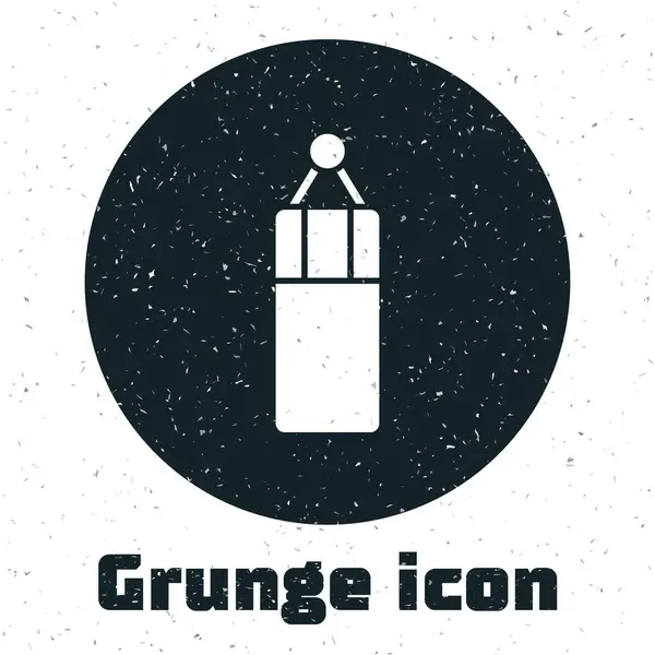 Grunge Punching Bag Icon Isolated White Background Monochrome Vintage Drawing — Stock Vector