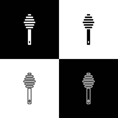 Bal Dipper çubuğu simgesini siyah ve beyaz arkaplanda izole et. Tatlı kepçe. Vektör