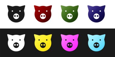 Domuz simgesini siyah beyaz arkaplanda izole et. Hayvan sembolü. Vektör