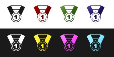 Köpek ödül simgesi simgesini siyah beyaz arkaplanda izole et. Köpek ayak izli madalya, evcil hayvan sergisinin kazanan konsepti. Vektör