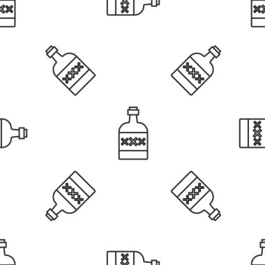 Gri çizgi tekila şişesi ikonu beyaz arka planda izole edilmiş pürüzsüz desen. Meksika alkolü. Vektör