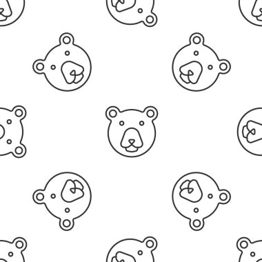 Gri çizgi ayı başı simgesi beyaz arka planda izole edilmiş. Vektör