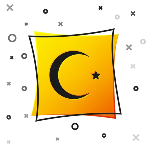 Black Star Mezzaluna Simbolo Dell Icona Islamica Isolata Sfondo Bianco — Vettoriale Stock