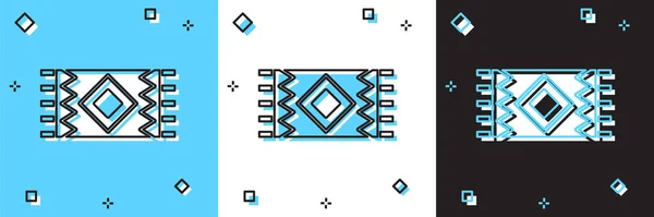 Установить Значок Мексиканского Ковра Изолированный Синем Белом Черном Фоне Вектор — стоковый вектор
