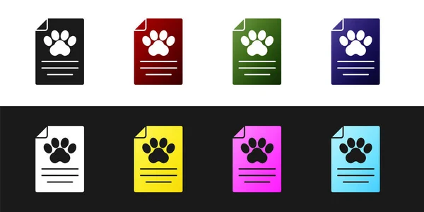 Set Clipboard Medical Clinical Record Pet Icon Isolated Black White — Stock Vector