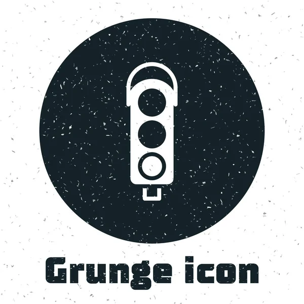 Grunge Icône Feu Circulation Isolé Sur Fond Blanc Dessin Vintage — Image vectorielle