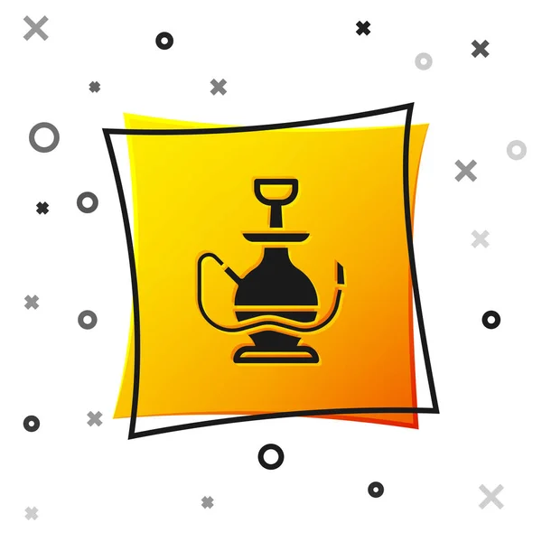 Black Hookah Icon Isolated White Background Yellow Square Button Vector — Stock Vector