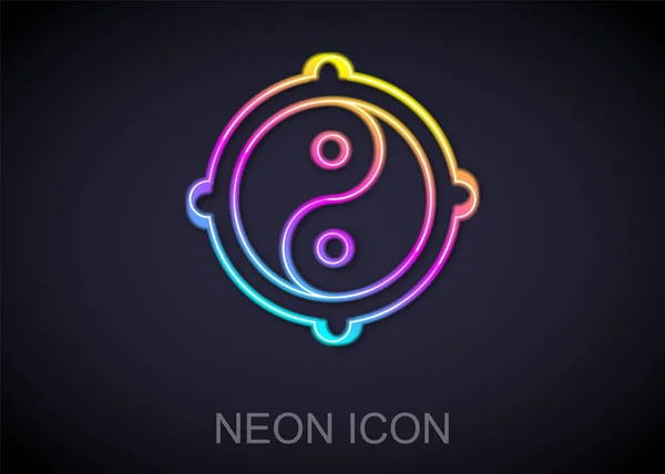 Leuchtende Neon Linie Yin Yang Symbol Der Harmonie Und Balance — Stockvektor