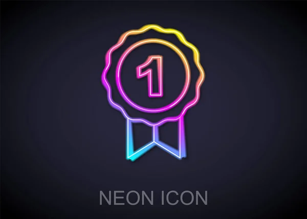 Świecący Neon Linii Pies Symbol Nagrody Ikona Izolowane Czarnym Tle — Wektor stockowy