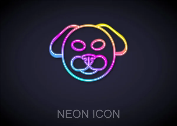 Glowing Neon Line Dog Icon Isolated Black Background Vector — Stock Vector