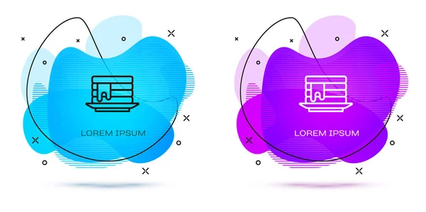 Línea Pila Panqueques Con Icono Miel Aislado Sobre Fondo Blanco — Archivo Imágenes Vectoriales