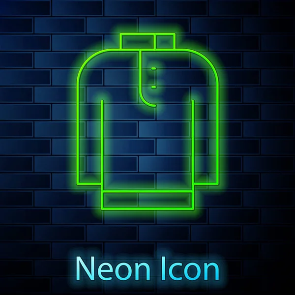 Glowing Neon Line Shirt Kurta Icon Isolated Brick Wall Background — Stock Vector