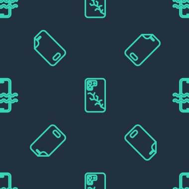 Hat Mobil 'i bozuk ekran, cam koruyucu ve su geçirmez telefona ayarlayın. Vektör