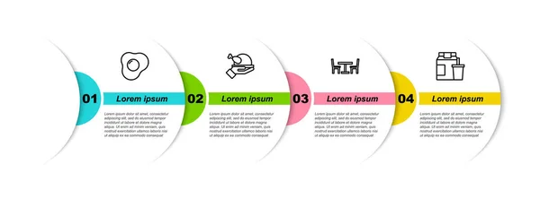 设置线形炒蛋 烤火或鸡肉 椅子及网上点菜和送货 业务信息模板 — 图库矢量图片