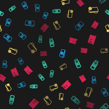 Tıbbi kayıt klasörünü, evcil hayvan şişesi tıbbını ve klinik köpeğini dizüstü bilgisayara kusursuz bir şekilde yerleştir. Vektör.