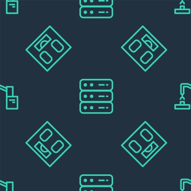 Hat Sunucusu, Data, Web Sunucusu, Banyo Ölçeği ve Robotik Robot Kol Fabrikası 'nı kusursuz desenlere ayarlayın. Vektör