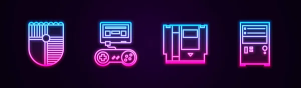 Définir Bouclier Ligne Pour Jeu Console Jeu Avec Joystick Cartouche — Image vectorielle