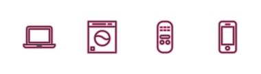 Dizüstü bilgisayarı, uzaktan kumandayı, çamaşır makinesini ve akıllı telefon simgesini ayarla. Vektör