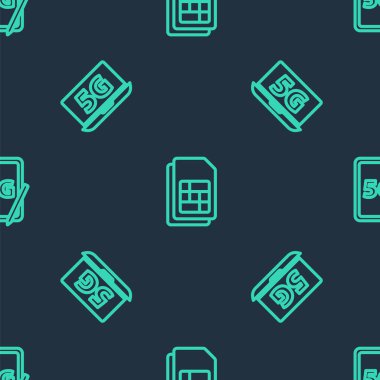 Satır Sim kartını, 5G ağlı dizüstü bilgisayarı ve kusursuz desenli grafiksel tableti ayarla. Vektör