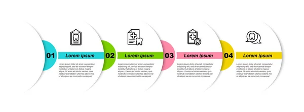 Set Line Zahnärztliche Karte Und Zahn Geschäftsinfografische Vorlage Vektor — Stockvektor