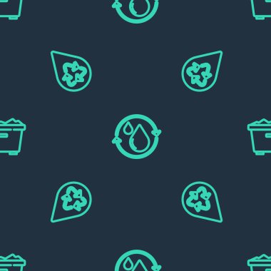 Geri dönüşüm hattını temiz su birikintisine ve çöp tenekesini pürüzsüz desene ayarlayın. Vektör