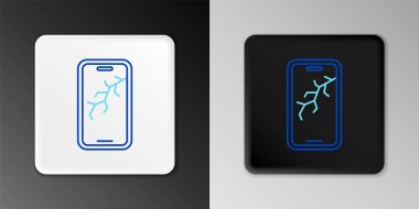 Kırık ekran simgesine sahip çizgi akıllı telefonu gri arkaplanda izole edildi. Parçalanmış telefon ekranı simgesi. Renkli taslak konsepti. Vektör