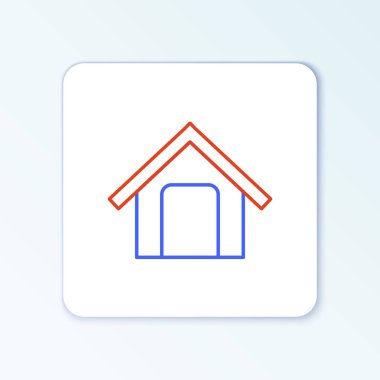 Line Dog House simgesi beyaz arkaplanda izole edildi. Köpek kulübesi. Renkli taslak konsepti. Vektör