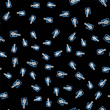 Çizgi Bal Çubuğu simgesi siyah arkaplanda izole edilmiş kusursuz desen. Tatlı kepçe. Vektör