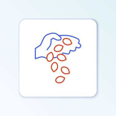 Beyaz arka planda izole edilmiş belirli bir bitki simgesinin çizgi tohumları. Renkli taslak konsepti. Vektör