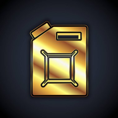 Siyah arka planda izole edilmiş benzin ikonu için altın kutu. Dizel gaz ikonu. Vektör