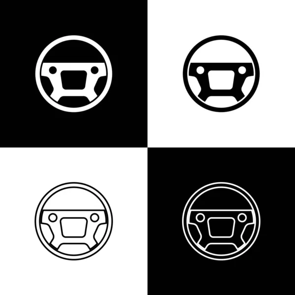 Set Icono Del Volante Aislado Sobre Fondo Blanco Negro Icono — Vector de stock