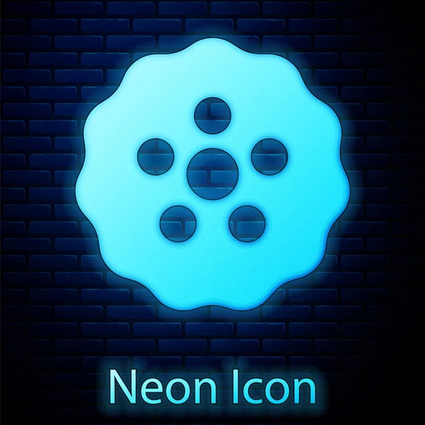 Zářící Neon Gear Ikona Izolované Pozadí Cihlové Zdi Značka Nastavení — Stockový vektor