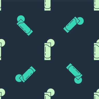 Limon ikonlu yeşil ve bej tekila bardakları mavi arka planda izole edilmiş pürüzsüz desen. Meksika alkolü. Vektör