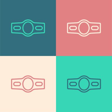 Pop sanat çizgisi boks kemeri simgesi renk arkaplanında izole edildi. Kemer boks şampiyonası dövüş ödülünü kazandı. Vektör