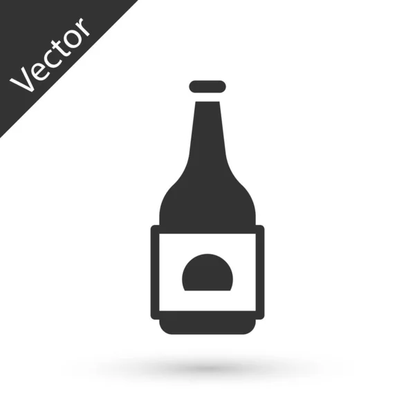 Grey Beer Bottle Icon Isolated White Background Vector — Stock Vector