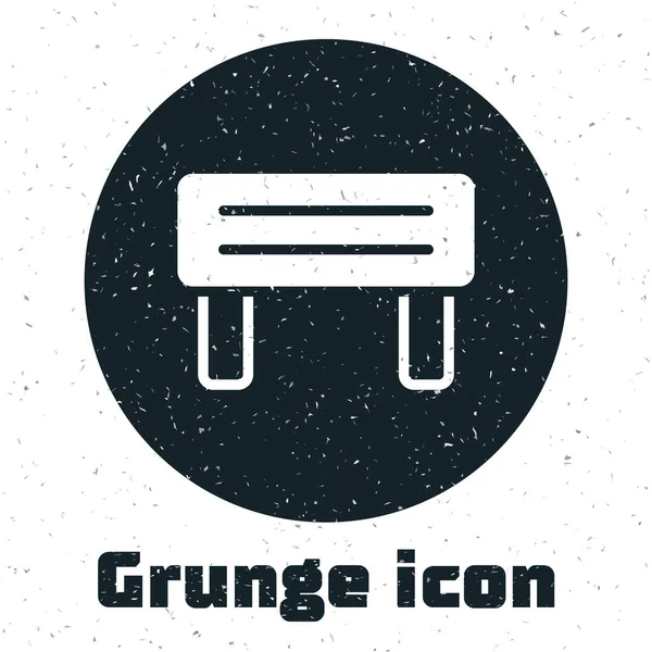 Grunge Sauna Wood Bench Icon Isolated White Background Monochrome Vintage — Stock Vector