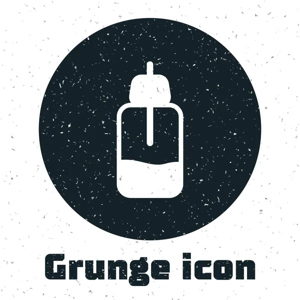 Grunge Icône Bouteille Huile Essentielle Isolé Sur Fond Blanc Essence — Image vectorielle