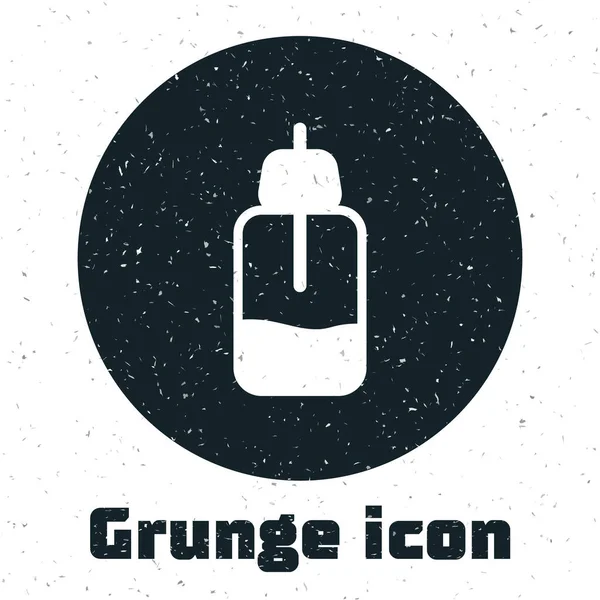 Grunge Icono Botella Aceite Esencial Aislado Sobre Fondo Blanco Esencia — Vector de stock