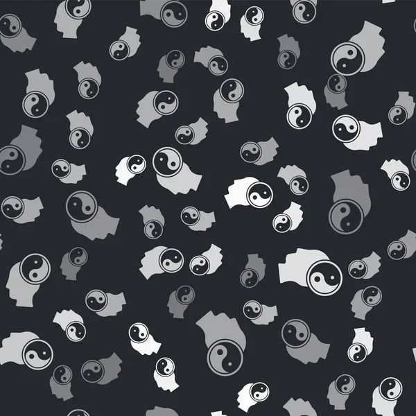 Grey Yin Yang Symbool Van Harmonie Evenwicht Pictogram Geïsoleerd Naadloos — Stockvector