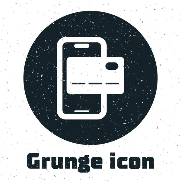 Grunge Mobile Banking Ikone Isoliert Auf Weißem Hintergrund Überweisen Sie — Stockvektor