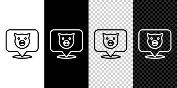 Setzen Sie Linie Pig Symbol Isoliert Auf Schwarz Weißen Transparenten — Stockvektor